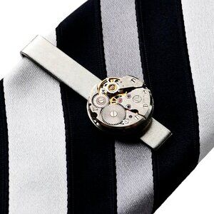 Steampunk Tie Clip - Genuine Watch Movement